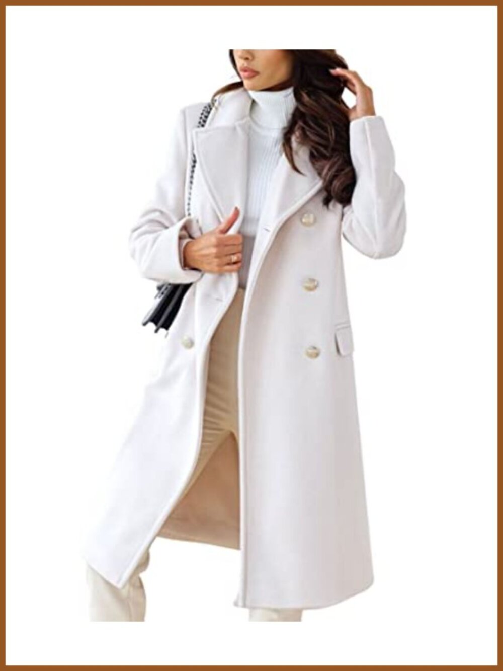Women's Winter Double Breasted Long Wool Pea Coat Overcoat
